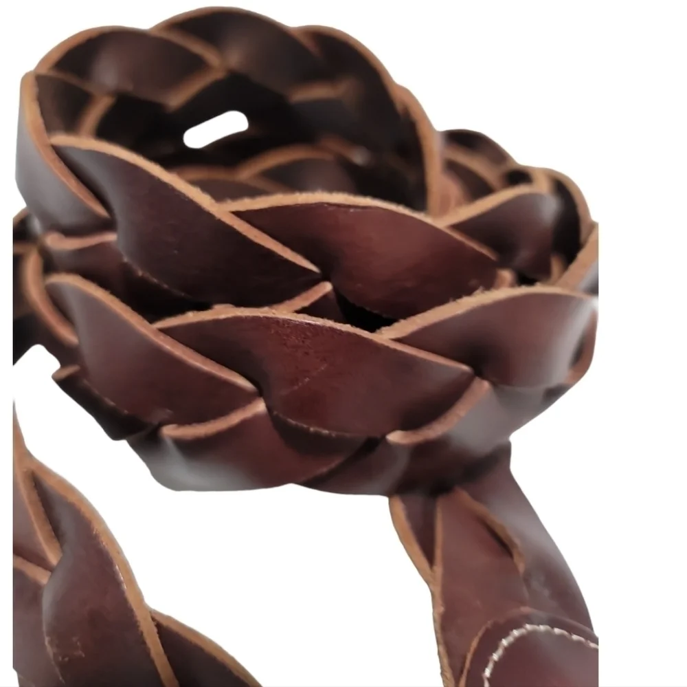 Lucky Brand Men's Woven Braided Leather Belt in Brown 40/42